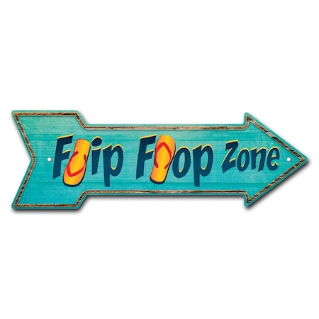 Flipflop Zone Arrow Sign Funny Home Decor 24in Wide